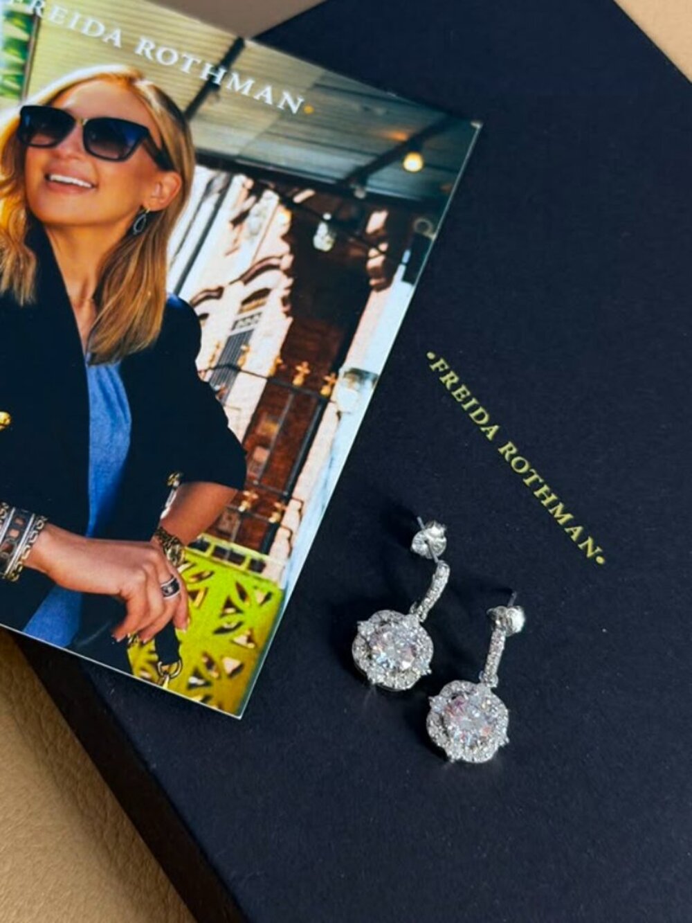 FREIDA ROTHMAN VAULT - Sterling Silver 925 Drop Earrings with Clear CZ Stones